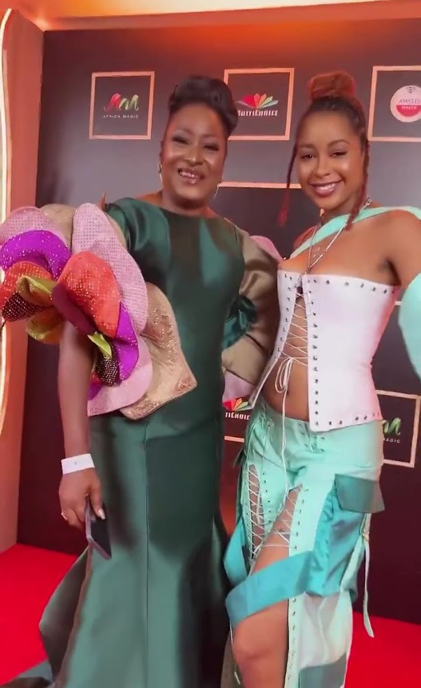 Actress Ireti Doyle And Daughter At The AMVCA10 Red Carpet