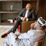 Former President Obasanjo Visits Serial Businessman Tony Elumelu..