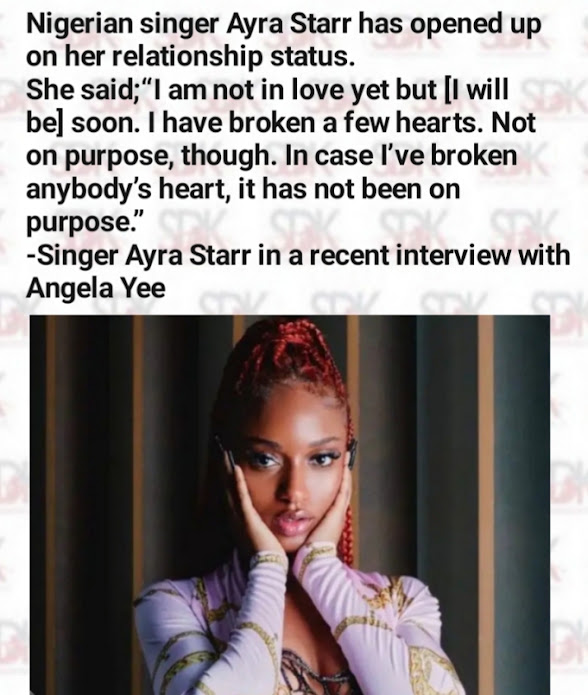 Singer Ayra Starr Talks About Love And Breaking A Few Hearts