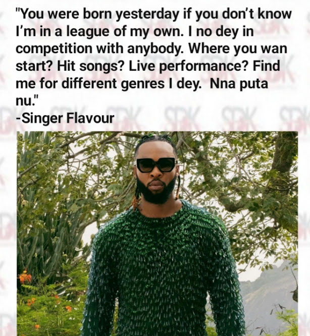 Singer Flavour Says He Is Not In Competition With Anyone…